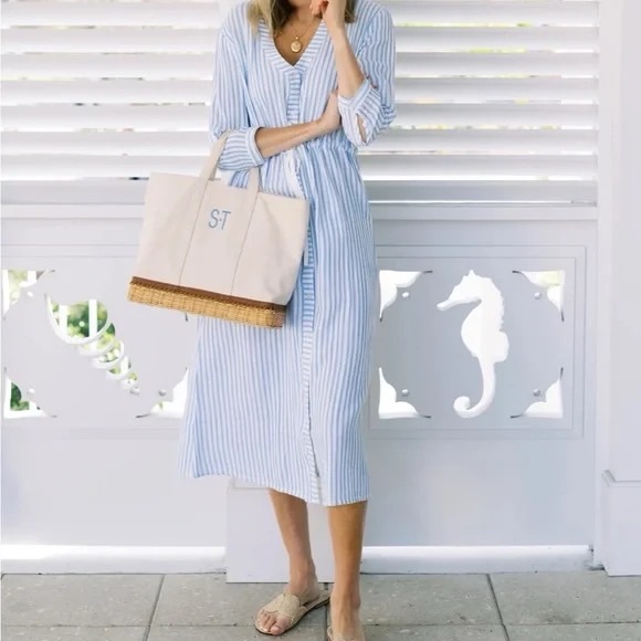 Alice Walk Cotton Gauze Maxi Striped Dress S - Picture 2 of 13